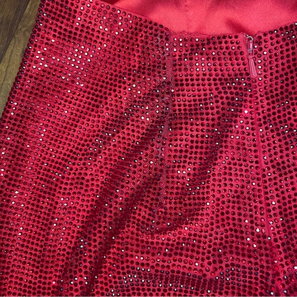 -Sherri Hill- Ruby Red Sparkle Cocktail Dress Style 53536 - Picture 9 of 9